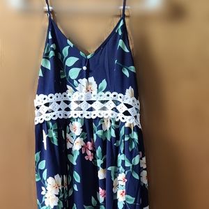 Navy blue floral maternity maxi dress